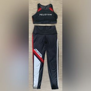 Peloton matching set sports bra and leggings.